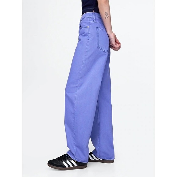 GAP Barrel High Rise Jeans Women 30 Blue No Stretch Tapered Leg Denim NEW - Picture 2 of 15